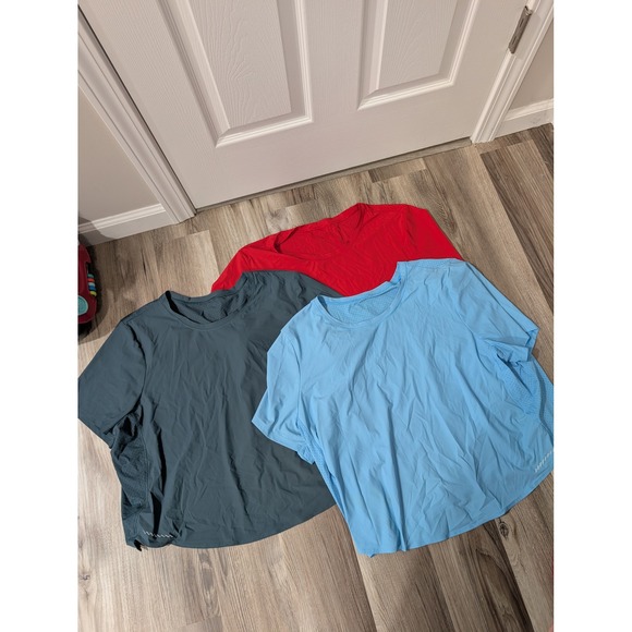 Fabletics Tops - Fabletics XXL, Essential Air Short Sleeve Top, Activewear, Lot of 3, Red/Blue